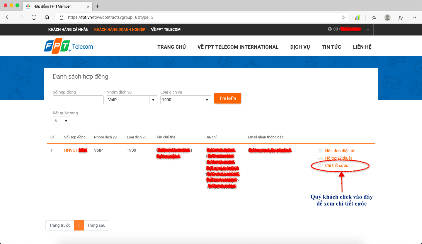hướng dẫn tải chi tiết cuộc gọi fpt telecom