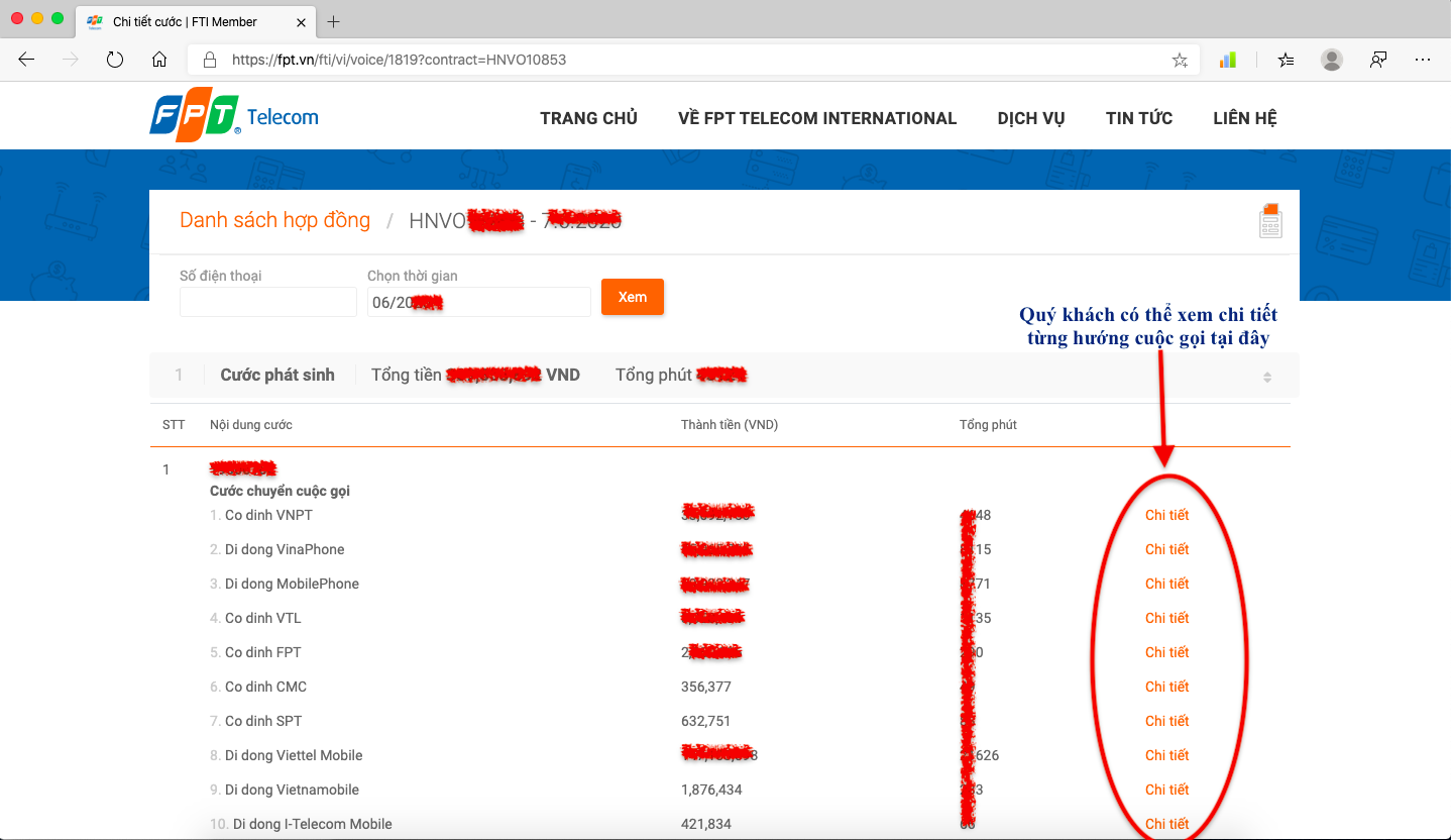 hướng dẫn tải chi tiết cuộc gọi fpt telecom