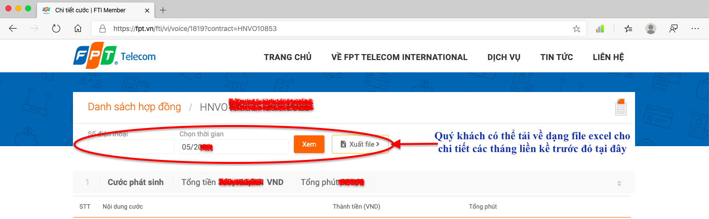 hướng dẫn tải chi tiết cuộc gọi fpt telecom